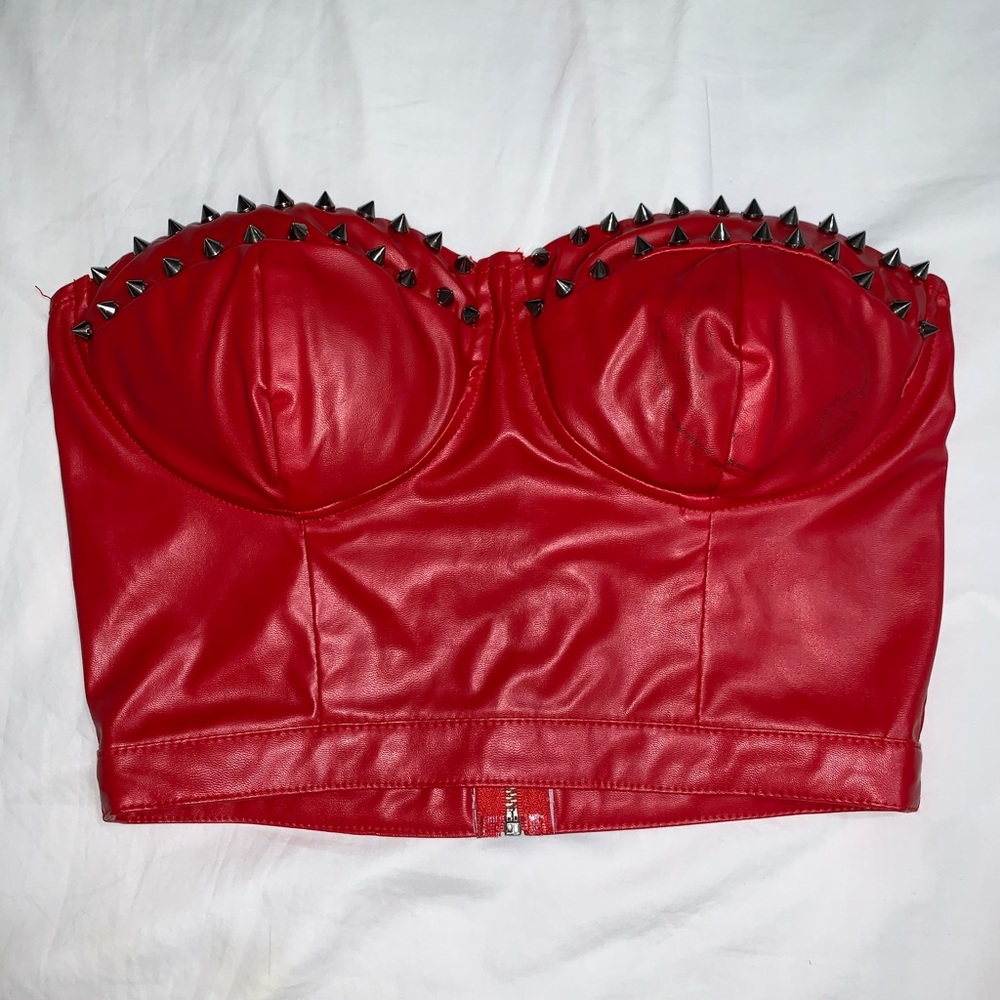 Dollskill red bustier with spikes, size small
